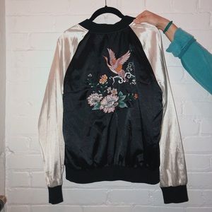 Vintage Embroidered Satin Bomber